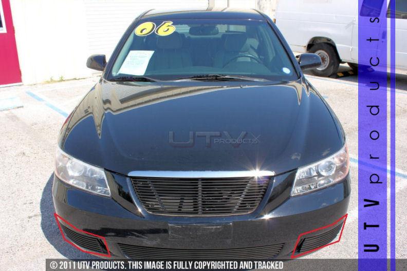 Fits: 2006 - 2008 hyundai sonata 2pc black "phantom" fog light billet grille kit