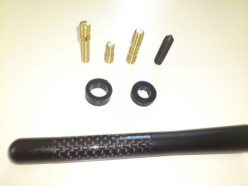 Jdm black 4.7" carbon fiber car am/fm radio screw in type antenna only (no logo)