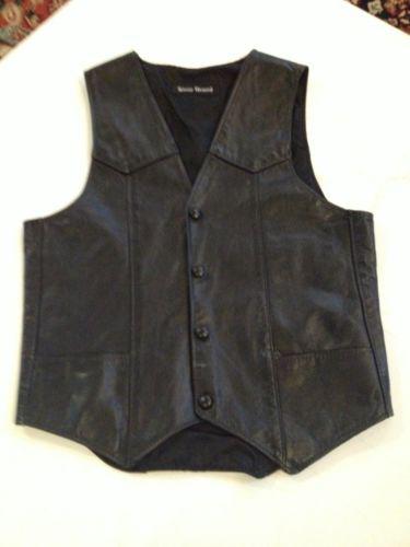 Girls black leather biker vest- size medium- perfect