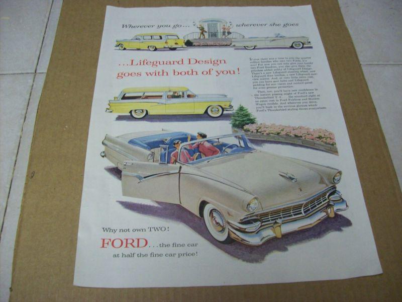 1956 ford sunliner & station wagon advertisement, vintage ad