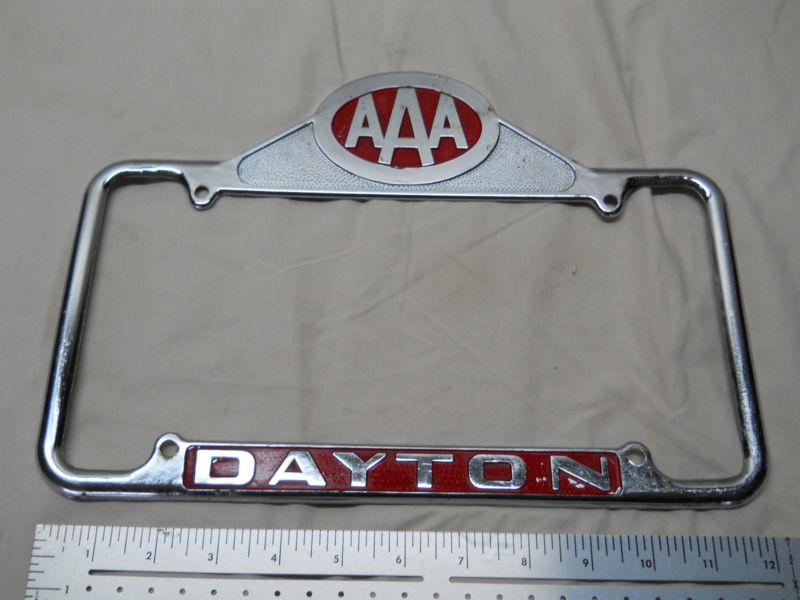 Vintage aaa auto club oversize license plate frame from dayton, ohio