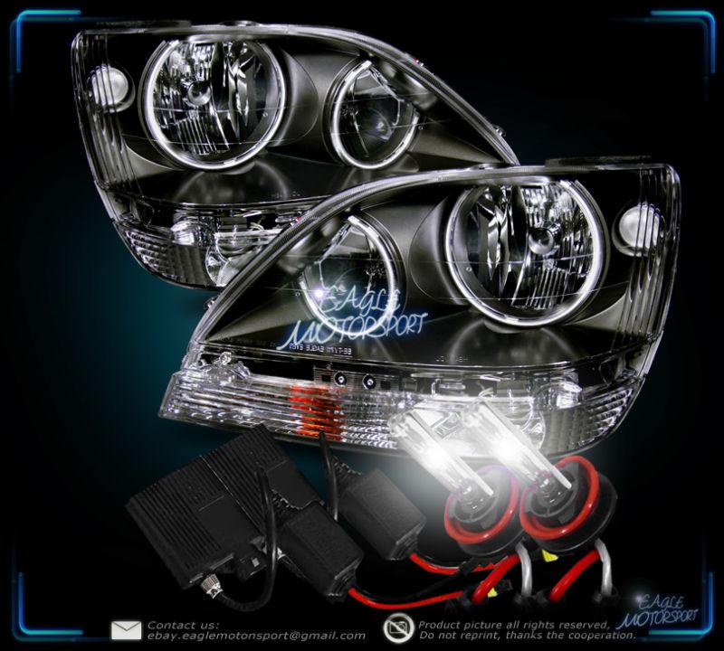 6000k slim hid 2001-2003 lexus rx300 dual twin ccfl halo black blk headlights