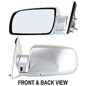 Chrome manual side view door mirror assembly driver's left manual fold