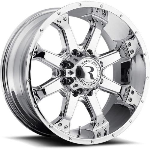 18x9 chrome raceline assault (991c) wheels 5x5.5 +20 mitsubishi raider