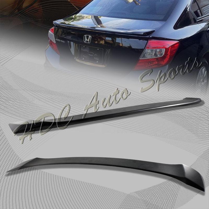 2012-2014 honda civic sedan flat black abs plastic oe style rear spoiler wing