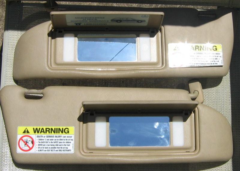 92-99 mercedes w140 s class s320 s420 s500 s600 sun visors (2) lh rh beige tan