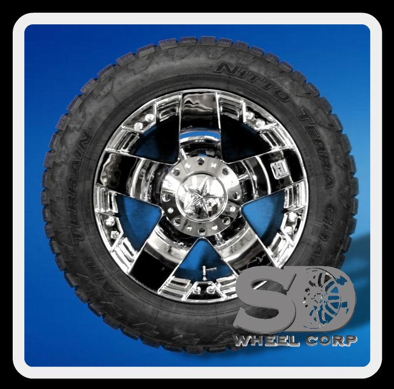 20x8.5" wheels rims xd rockstar chrome 5x4.5 w/305/55/20 nitto terra grappler