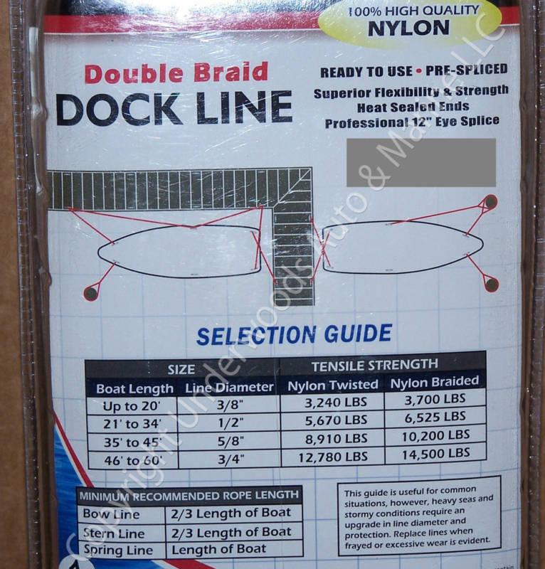 Buy Double Braid Nylon Dock Line Black 3/8"x15' Boat 12"eye in Davison