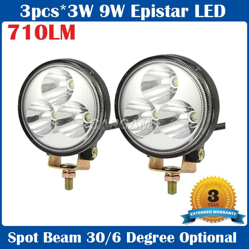 2pcs 9w epistar led work light spot offroad 4x4 pickup driving fog lamp 12v 24v