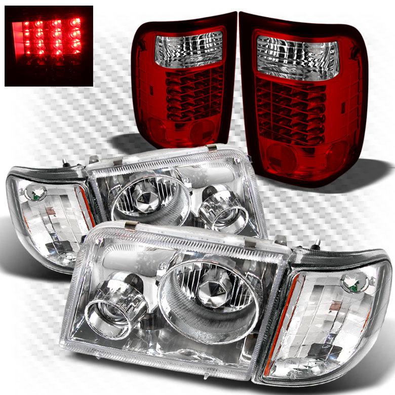 93-97 ranger crystal headlights + corner + r/s philips-led perform tail lights