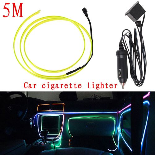 Us 5m flexible el wire neon led light rope party car decor fluorescent green