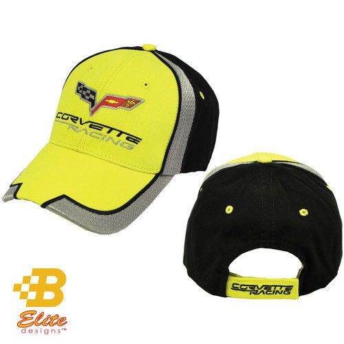 Corvette hat yellow black and silver racing team looks good gear headz products