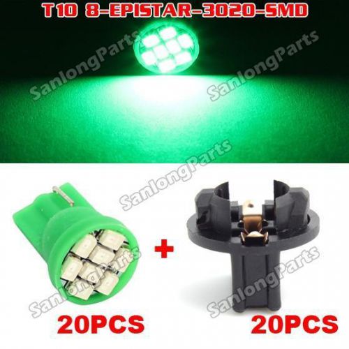 20x 8 epistar smd led gauge dash instrument 12v green bulbs t10 wedge twist lock