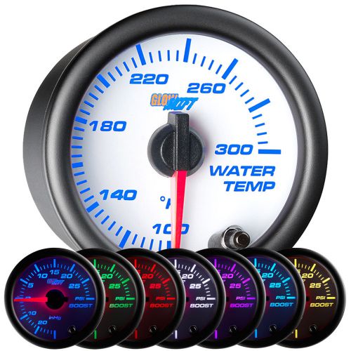 52mm glowshift white electrical water temp °f gauge w. 7 color led illumination