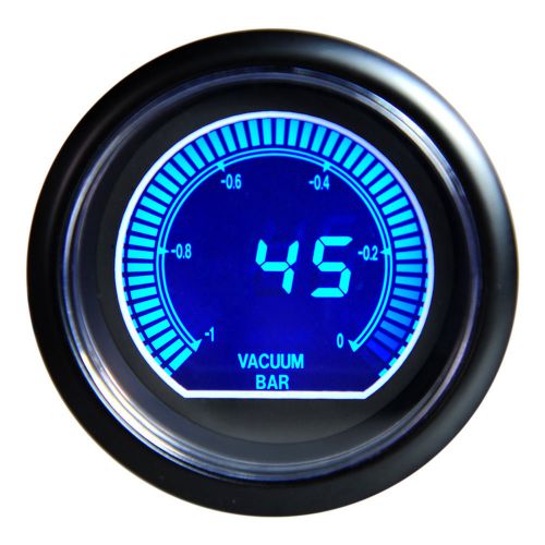 Blue 2.5&#034; smoke-tinted racing 60mm vacuum ratio gauge meter shift lcd universal