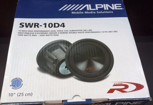 Alpine swr-10d4 10&#034; dual 4 ohms voice coil subwoofer, type - r, 1000w rms,