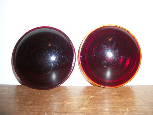 Pair old red glass s.g. co. nos stop tail light lens auto car truck antique 3&#034;