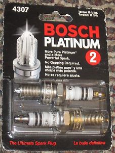 Bosch platinum +2 # 4307 spark plugs 2 pack 2 times service life new!