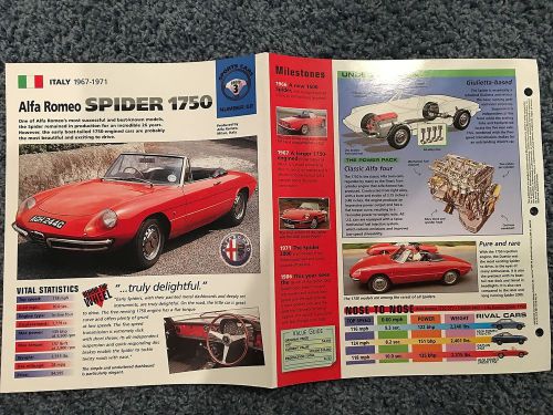 ★★ alfa romeo spider 1750 -  collector brochure specs 1967 - 1971 ★★