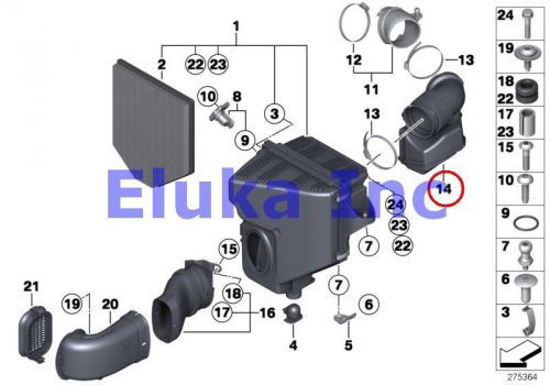 Bmw genuine intake muffler/filter cartridge/hfm rubber boot f25 f26