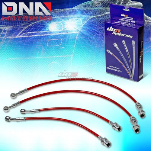 For 88-92 corolla e90 ae96 ae98 stainless red brake line cable front+rear disc