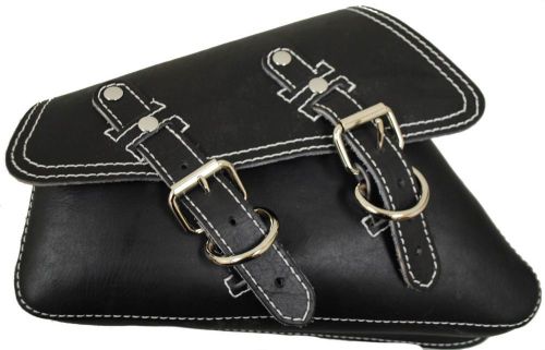 D leather black leather hd sportster 1200 883 48 left saddlebag w/ white thread