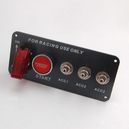 12v race car ignition red led toggle engine start push button switch panel