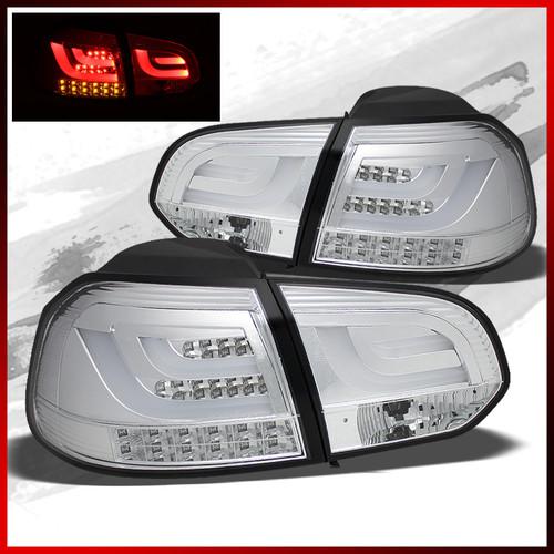 10-13 vw golf/gti chrome led tail lights red tubes w/ built in led turn signal