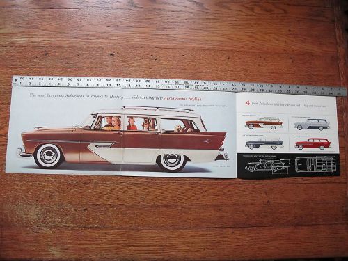 1956 plymouth sport suburban wagon dealer brochure literature advertising poster