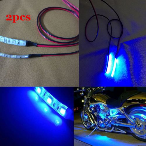 2016 2pcs 5050 3smd blue light led motorcycle waterproof flexible strip light