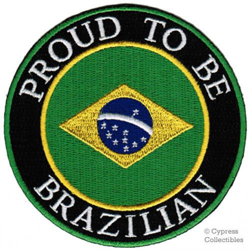 Proud to be brazilian iron-on embroidered biker patch brazil flag brasil