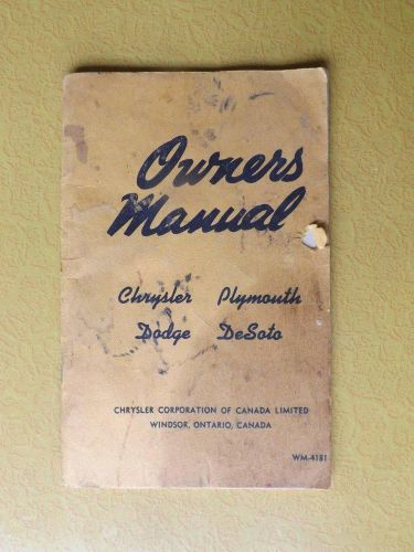 Owners manual chrysler corporation canada plymouth dodge desoto car repair