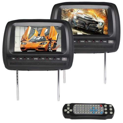 Dualx9&#034; hd car pillow headrest monitor dvd cd player black fm game  lens us