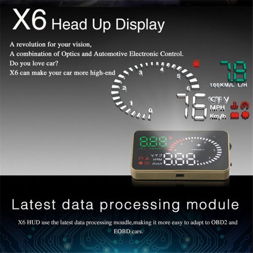 3” car hud obd ii head up display auto speed fuel consumption warning plug&amp; play