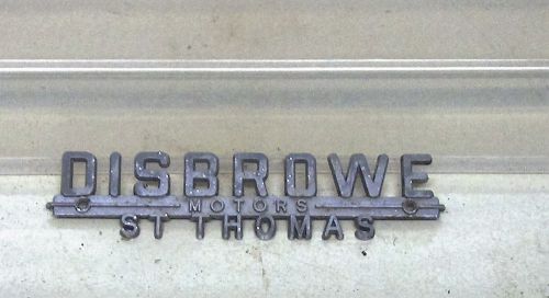 Vintage disbrowe motors car dealer garage emblem part sign st thomas ontario