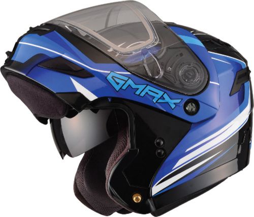Gmax gm54s modular snowmobile helmet terrain black/blue - 7 sizes