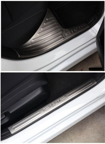 Stainless steel door sill plate guards protector cover for 2016 2017 honda civic