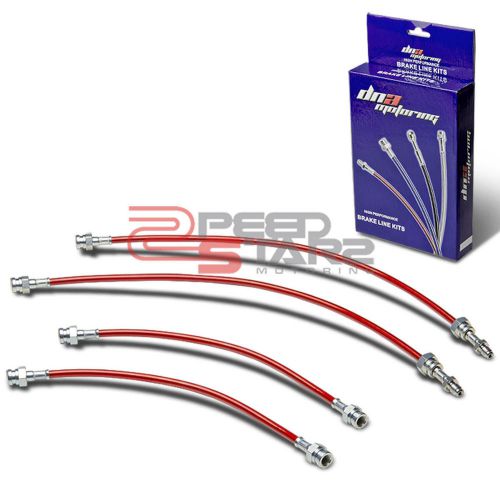 81-83 rx7/fb red pvc coat stainless steel hose brake line/cable front+rear drum