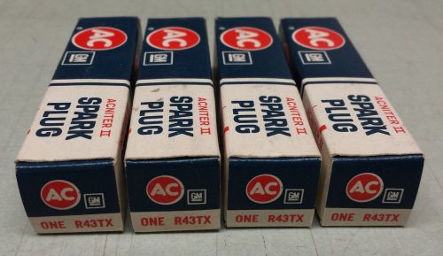 Lot of 4 ac gm spark plugs r43tx acniter ii vintage green stripes *new*