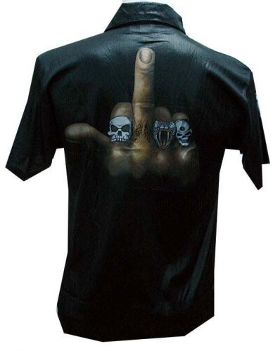 Finger skull style biker chopper punk tattoo biker rock black shirt men&#039;s sz xl