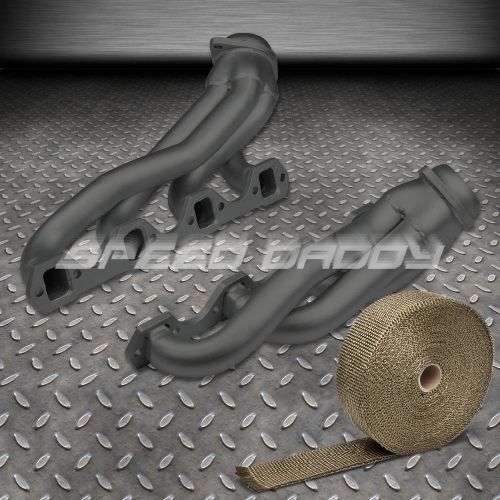 For 79-93 mustang fox platform stainless black exhaust header+titanium heat wrap