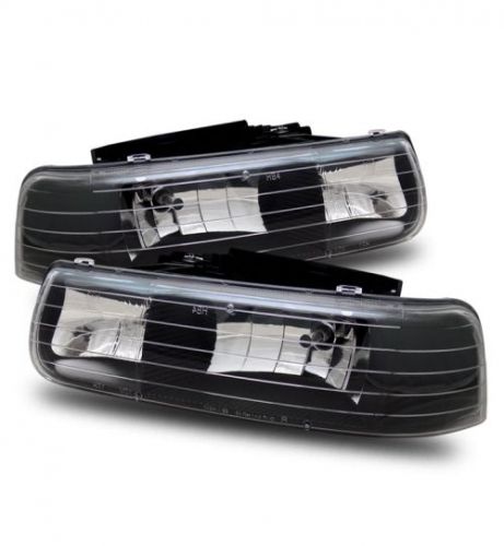 Fit 99-02 silverado 00-06 tahoe/suburban replacement headlights black crystal