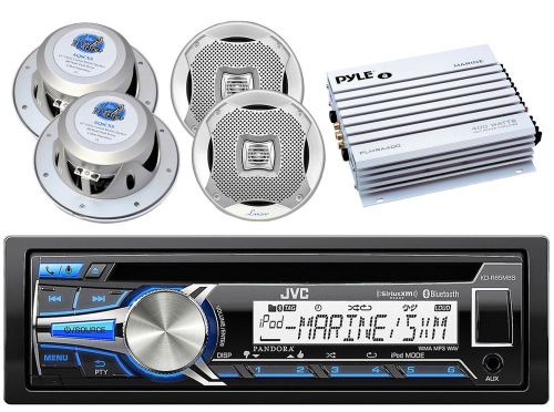 400w marine amplifier, 4 marine 6.5&#034;silver speakers, bluetooth usb cd boat radio