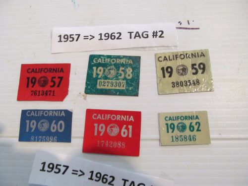 1956 1957 1958 1959 1962 california license plate [6 in set] (yom ok) tag# 01