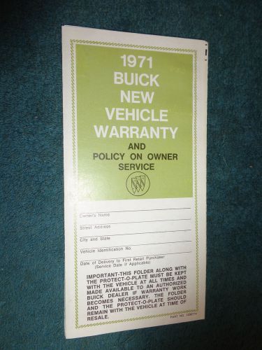 1971 buick owner&#039;s manual warranty facts folder / nos original skylark riv gs +