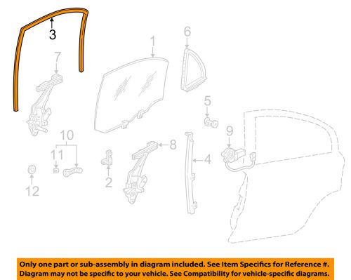 Honda oem 96-00 civic glass-rear door-run channel left 72775s04003