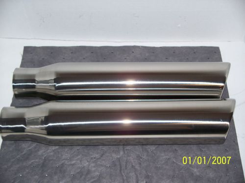 2 1/4&#034; x 4&#034; x18&#034; stainless  inside rolled edge angle cut exhaust tip- 2 pc