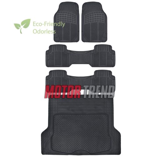 Odorless hd eco-free rubber floor mats van suv truck w/ cargo liner black