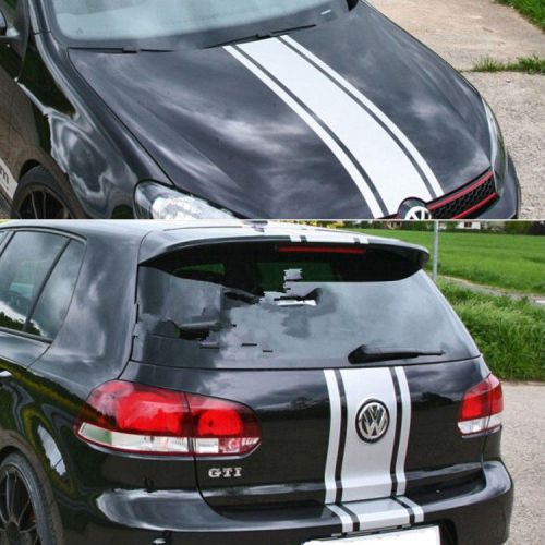 Car vinyl decals dual racing stripes hood roof rear for gti #938 white