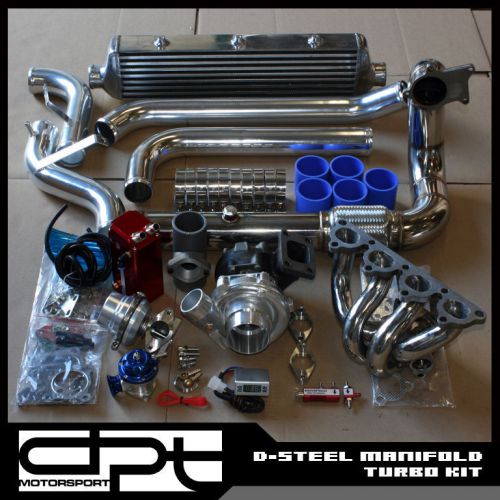 D15/d16 d-series stainless manifold t3/t4.63 turbo charger kit+intercooler 11pc